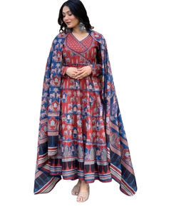 Alta calidad nuevo vestido Anarkali bordado trabajo Faux Georgette completamente acampanado Dupatta completamente cosido listo para usar indio Salwar - Product Image 1