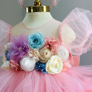 Vestido de flores 3D de alta calidad para niñas bebés de 3 niveles estilo princesa superventas para fiestas de otoño hecho Vietnam OEM ODM niños - Product Image 4