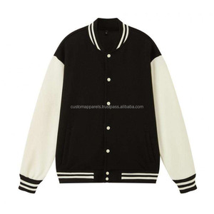 Blousons universitaires en coton chenille personnalisables pour homme, style streetwear, noir et blanc, collection hiver - Product Image 1