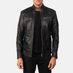 Chaqueta de cuero Bomber 2025 para hombre en marrón, chaqueta de cuero de oveja personalizada para hombre, chaqueta de cuero acolchada - Product Image 1