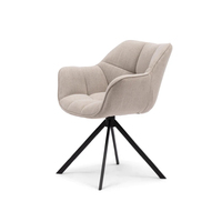 Fauteuil lounge en tissu chenille velours beige pivotant à 360 degrés avec fonctions de dressing et de salle à manger