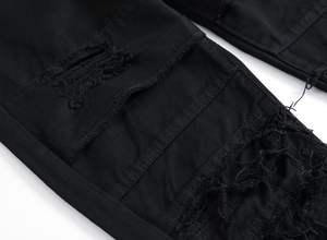 กางเกงยีนส์ผู้ชายทรงสกินนี่ แต่งลายปะ ลุคสตรีทแวร์ คุณภาพสูง ผลิตจากวัสดุคุณภาพเยี่ยม ซักฟอกแบบวินเทจ ทำสีซีดแบบดิสเทรส - Product Image 4