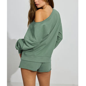 High Quality Oversized Drop Shoulder <b>Sweatshirt</b> <b>Long</b> Sleeve Cotton Terry Letter Printed Off Shoulder <b>Women</b> <b>Sweatshirt</b> - Product Image 4