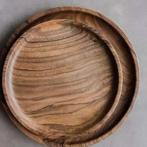 Premium Quality Eco-Friendly Handmade Round <b>Serving</b> Trays and <b>Spoons</b> Made of Acacia Wood with Antique Design - Product Image 2