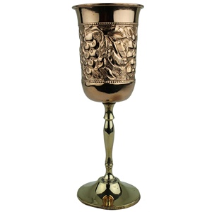 Wholesale Handmade Royal Brass Hand Engraved <b>Wine</b> <b>Goblet</b> Glass For Restaurant Hotel Wedding - Product Image 1