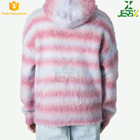 Pull en mohair à col rond pour homme, à manches longues, avec logo personnalisé, tricoté à la machine, à rayures, à capuche, décontracté, hiver, couleur et taille personnalisées