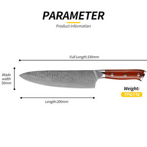 Venta al por mayor personalizado OEM ODM cubiertos fábrica cuchillos de cocina japonés Damasco afilado acero cocina Chef cuchillo con mango de madera - Product Image 3