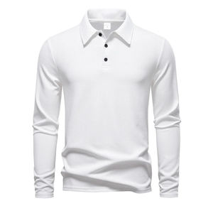 Polo à manches longues pour homme en coton sain surdimensionné, polos à manches longues haute performance - Product Image 3