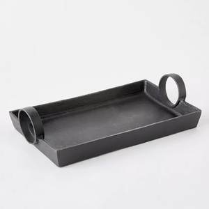 Plateau de service en aluminium fini argenté Forme rectangulaire pour restaurant et hôtels Plateaux de service alimentaire de table avec poignée - Product Image 6