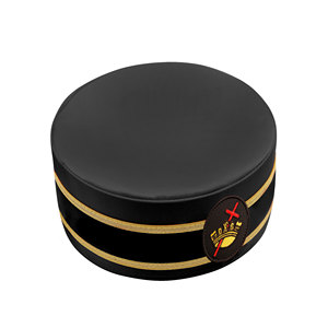 Embroidered Black Round Hat With Gold Crown And White Cross Design Handmade Cotton <b>Craft</b> Sew-On Badge - Product Image 6