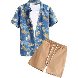 ชุดออกกำลังกายแขนสั้นสำหรับผู้ชายเสื้อยืดและกางเกงขาสั้นชุดเล่นกีฬา2ชิ้นสำหรับฤดูร้อนใหม่ - Product Image 1