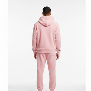 Plaine hommes hiver fermeture éclair survêtement coton polaire séchage rapide vêtements de sport Gym Fitness entraînement ensemble décontracté Streetwear à capuche deux pièces - Product Image 2
