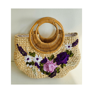 Vente en gros de sacs de plage en paille pour femmes faits à la main sac à main jacinthe d'eau du Vietnam 99GD de haute qualité et à prix compétitif - Product Image 6