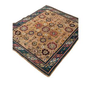 พรมขนสัตว์ถักมือสีเบจและสีน้ำตาลลายเรขาคณิต สำหรับตกแต่งห้องโถง ห้องนั่งเล่น บ้าน พรมขนาดใหญ่ รุ่น PAEM-1372 ใช้ในรถยนต์ได้ - Product Image 2