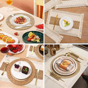 Meilleur thème jacinthe d'eau coton naturel toile de jute eau fait main paille rotin napperon meilleur pour les fêtes et autres occasions - Product Image 3