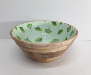 Wholesale Bulk Wooden and Meena Work Kitchenware Bowl Deluxe Quality Round Shape Solid Wood Tabletop <b>Dinnerware</b> Bowl - Product Image 6