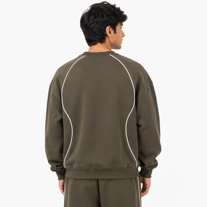 Sweat-shirt Homme Streetwear OEM à Épaules Tombantes, Bordure Blanche, Poignets Côtelés, Haut Décontracté en Polaire, Vêtement en Gros, Sweats à Capuche Personnalisés à Marque Privée - Product Image 2