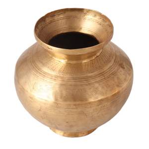 Pot de fleur traditionnel en laiton doré gravé rustique, fait à la main, décoration de la maison, articles cadeaux SNE-804 - Product Image 1