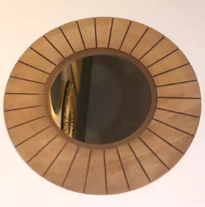 Azora Industries Miroir mural en bois de forme ronde Offre Spéciale fait à la main Miroir décoratif mural au design moderne et antique - Product Image 3