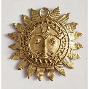 Dhokra dokra ศิลปะกลางดวงอาทิตย์ suraj ที่ทำด้วยมือผนังที่ได้รับแรงบันดาลใจจากแสงแดดสำหรับการตกแต่งบ้านและการออกแบบตกแต่งภายใน - Product Image 4