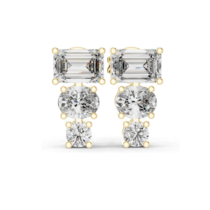 Boucles d'oreilles en diamant CVD de laboratoire 0,22 CT VVS-VS-EF, taille brillant rond et taille émeraude, or 10KT, 14KT, 18KT et argent 925, rose - Product Image 5