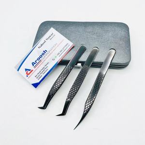 Vente en gros pince à épiler en diamant noir plasma Logo personnalisé solide en acier inoxydable pointu durable pour les extensions de cils - Product Image 3