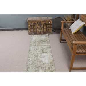 Vintage Turkish <b>Runner</b> <b>Rug</b> 1.9x9 ft, Gray Brown Animal Print Wool <b>Rug</b> - Product Image 4