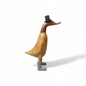 Estatuilla de pato de madera tallada a mano ecológica al por mayor decoración de exhibición de acento para el hogar - Product Image 5
