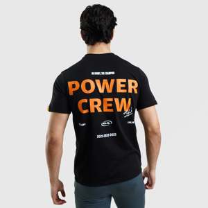 เสื้อยืดทรงสลิมฟิต RF Power Crew สีดำ ผลิตจากผ้าเจอร์ซีย์น้ำหนักเบา ดีไซน์ลายพิมพ์แบบอัดแน่น พร้อมลายสกรีน สำหรับออกกำลังกาย - Product Image 1