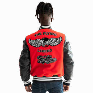 Chaqueta Universitaria de Béisbol de Cuero Vintage Personalizada para Hombre, Estilo Hip Hop con Bordado y Parches, para Invierno - Product Image 2