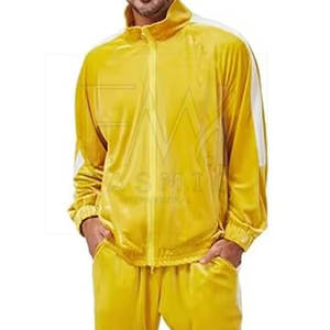 Pantalon à taille élastique Survêtement deux pièces en velours solide pour hommes avec patchs personnalisés 100% coton grande taille respirant hiver - Product Image 5