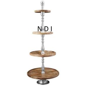 Soporte redondo para pastel de 2 niveles, grabado a mano, decorativo, de metal, para Navidad y bodas, con acabado personalizado, a bajo precio. - Product Image 3