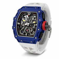 Montre squelette mécanique bleue haut de gamme pour homme, nouveau modèle, anti-magnétique, étanche, ultra-mince, pour affaires 172