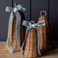 Set von 2 gewebten Rattan Glocken Anhänger hängende Ornamente Weihnachten Jingle Bell Weihnachts baum Glocke Ornament Weihnachten Urlaub Dekoration
