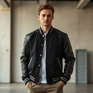 Chaqueta universitaria personalizada con capucha con cremallera, diseño OEM para mujer, Mangas de cuero, pedido a granel, hecho en Pakistán, MOQ bajo - Product Image 4