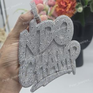 Colgante Unisex de Plata de Ley 925 con Baño de Rodio, con Diamante Redondo de Moissanita VVS, Estilo Hip Hop, Brillante, Ideal para Regalo - Product Image 1