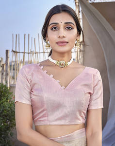 ส่าหรีผู้หญิงพิมพ์ลายผ้าอาร์ตซิลค์พร้อมชุดเบลาส์แบบแยกชิ้นหรูหราน้ำหนักเบาสำหรับสวมใส่สบายๆทุกวันหรือตามเทศกาล - Product Image 5