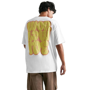 T-shirts en coton 100% avec impression en relief, vêtements pour hommes de bonne qualité, col rond, séchage rapide, respirant, impression en relief - Product Image 2