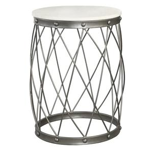 Table en métal galvanisé de forme ronde, finition nickel martelé, grande table d'appoint, design luxueux, meubles de salon - Product Image 6