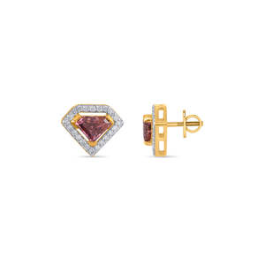 Zenith Geometric Stud <b>Earrings</b> for Women-Vintage Brass with Shell <b>Pearl</b> <b>Diamond</b> Accents - Product Image 5