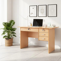 Bureau d'étude moderne Essence Malaysia 12 mm en panneau de particules/MDF avec surface mélaminée PU, finition hêtre, modèle 70346+2L, 4 tiroirs, 2 serrures, pour l'école