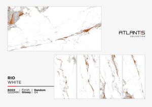 Atlantis Collection 600x1200mm Carreaux de porcelaine aspect marbre brillant Carreaux muraux intérieurs antidérapants pour chambre à coucher appartements villas - Product Image 6