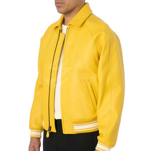 Veste d'hiver imperméable en cuir pour hommes blouson aviateur en cuir à logo personnalisé nouveau design en gros pour hommes - Product Image 5