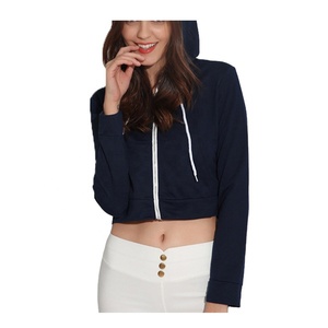 Vente en gros 2024 Crop Tops Sweats à capuche côtelés Logo personnalisé Plain 100% Cotton Tech Fleece Streetwear Sweats à capuche imprimés - Product Image 4