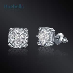 Gran oferta S925 plata esterlina 14K oro princesa diamante octogonal Stud pendientes para hombres joyería de Hip Hop - Product Image 2