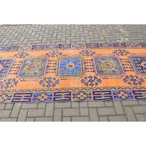 Alfombra Turca Vintage, Alfombra de 4.2x11.5 pies, Alfombra Azul Estilo Marroquí - Product Image 3