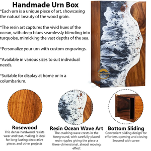 AYAANS Palissandre en bois sculpté à la main en bois Vente chaude Urne de crémation Boîte pour cendres adultes Urnes de crémation en gros (6X6X11)IN - Product Image 2