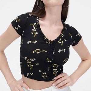 T-shirts en toile respirants imprimés vintage pour femmes, personnalisés OEM, manches courtes, vente en gros BD - Product Image 4
