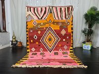 Haute Pile 15 mm Rose Boujaad Tapis Marocain À La Main Géométrique Coloré Laine Berbère Tapis Meilleur 2025 Naturel Tapis & Ensembles