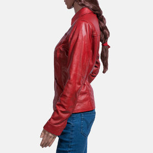 Venta al por mayor de chaqueta de cuero genuino de moda personalizada para mujer nuevo color sólido acolchado e impreso de punto de estilo de la calle de las mujeres - Product Image 3